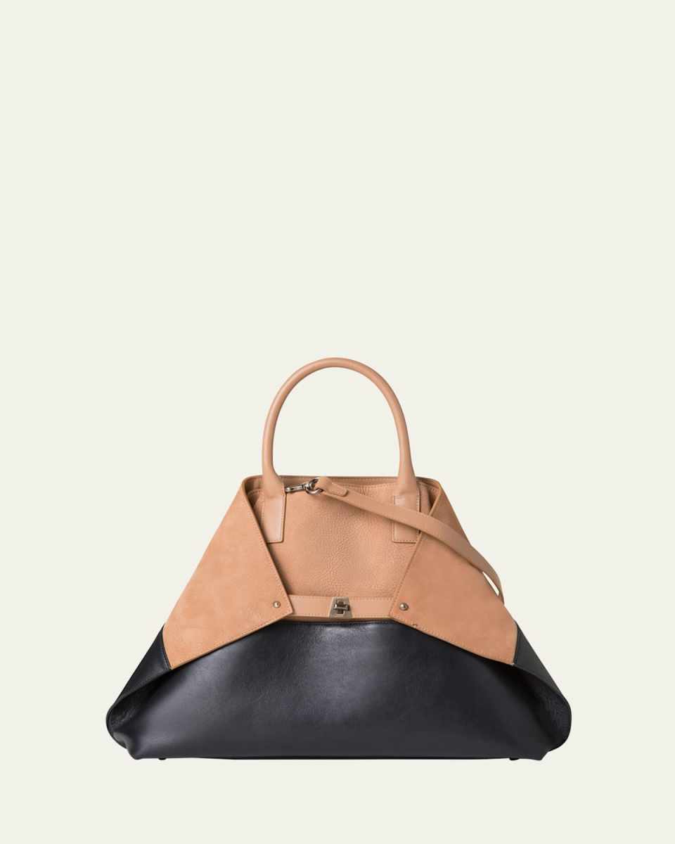 Ai Medium Bicolor Nubuck Leather Shoulder Bag